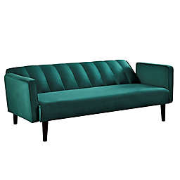 USPride Furniture Benitez Velvet Sofa Bed in Green