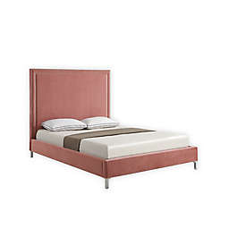 Inspired Home Galmori Velvet Upholstered Platform Bed