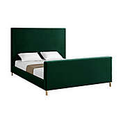Inspired Home King Velvet Upholstered Platform Bed in Hunter Green