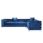 Alternate image 5 for Inspired Home Velvet Right-Facing Sectional Sofa in Navy