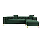 Alternate image 5 for Inspired Home Velvet Right-Facing Sectional Sofa in Hunter Green