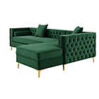 Alternate image 4 for Inspired Home Velvet Right-Facing Sectional Sofa in Hunter Green