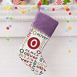 Youthful Name Personalized Christmas Stockings in Purple