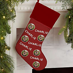 Pet Photo Phrase Personalized Christmas Stockings in Burgundy