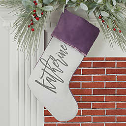 Scripty Name Personalized Christmas Stockings in Purple