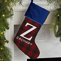 Christmas Plaid Personalized Christmas Stocking in Purple