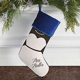 Bride & Groom Personalized Christmas Stocking in Blue