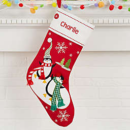 Merry Little Penguins Personalized Christmas Stocking