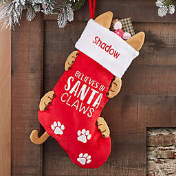 Santa Paws Embroidered Cat Stocking