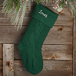 Cozy Cable Knit Personalized Christmas Stocking in Emerald