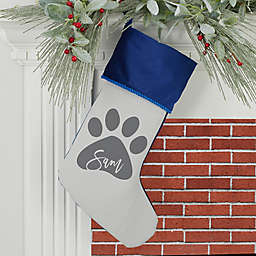 Pet Paw Personalized Christmas Stockings in Blue