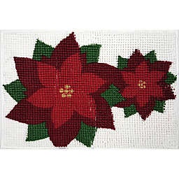 Homespun Holiday 20" x 30" Poinsettia Noodle Bath Mat in Red