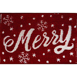 Homespun Holiday 20" x 30" Merry Noodle Bath Mat in Red