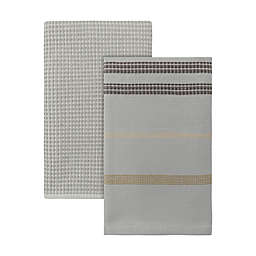 Studio 3B™ Woven Stripes Kitchen Towels in Grey (Set of 2)