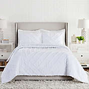 Laurel &amp; Mayfair Chenille Chevron 3-Piece Full/Queen Comforter Set in White