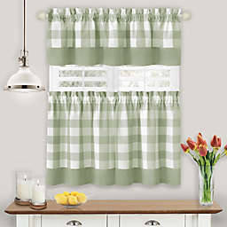 MyHome Hunter 24-Inch Window Curtain Tier Pair and Valance Set in Apple Green