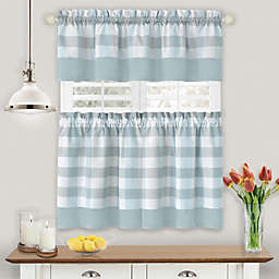 MyHome Hunter 24-Inch Window Curtain Tier Pair and Valance Set in Ice Blue