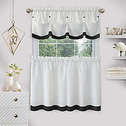 MyHome Lana 24-Inch Window Curtain Tier Pair and Valance in Black