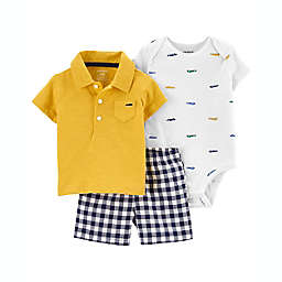 carter's® Newborn 3-Piece Polo Little Short Set in Yellow