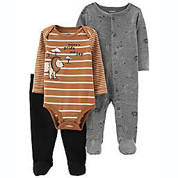 carter's® Size 9M 3-Piece Lion Sleep & Play, Bodysuit and Pant Set in Grey