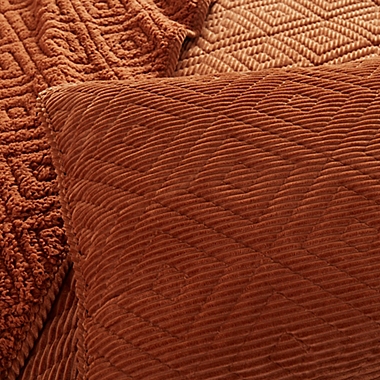 Bearpaw Camilia Diamond Corduroy Sherpa 3-Piece Full/Queen Quilt Set in Rust. View a larger version of this product image.