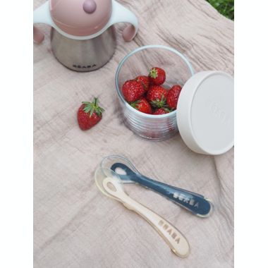 BEABA&reg; Toddler&rsquo;s Self Feeding Silicone Spoons in Drizzle (Set of 4). View a larger version of this product image.