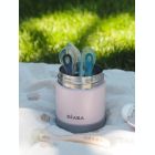 Alternate image 1 for BEABA&reg; Toddler&rsquo;s Self Feeding Silicone Spoons in Drizzle (Set of 4)