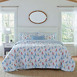 Laura Ashley® Ahoy Reversible 3-Piece Full/Queen Quilt Set in Bright Blue