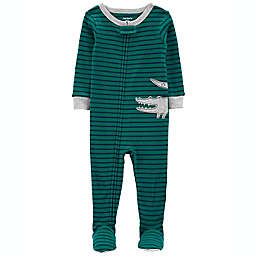 carter's® Size 12M 1-Piece Alligator 100% Snug Fit Cotton Footie PJs in Green