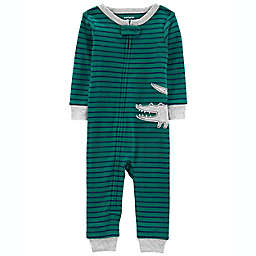 carter's® Size 2T 1-Piece Stripes Alligator 100% Snug Fit Cotton Footless PJs in Green