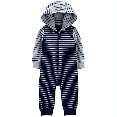 carter&#39;s&reg; Newborn Hooded Bear Jumpsuit in Navy. View a larger version of this product image.
