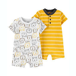 carter's® 2-Pack Lion Rompers in Yellow Stripe