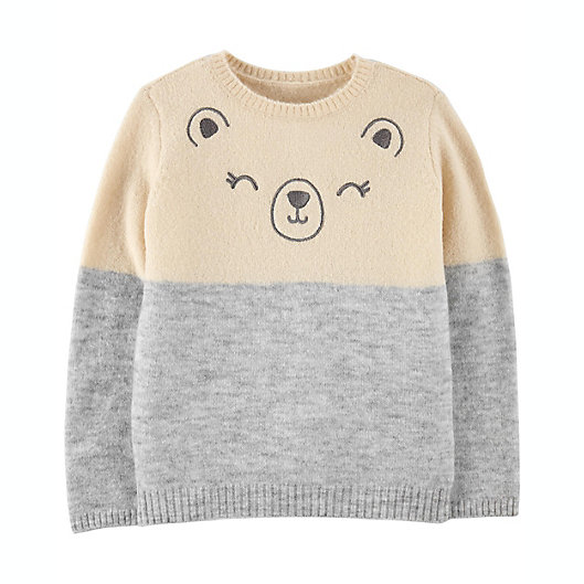Alternate image 1 for carter's® Bear Sweater in Grey/Ecru