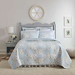Laura Ashley® Kenna 2-Piece Reversible Twin Quilt Set in Pastel Blue