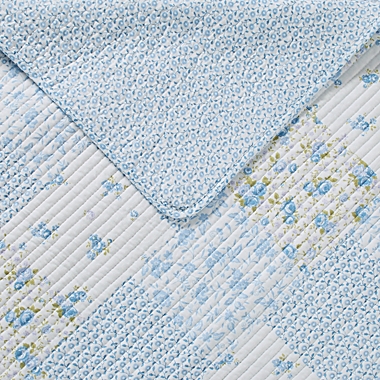 Laura Ashley&reg; Kenna 3-Piece Reversible Full/Queen Quilt Set in Pastel Blue. View a larger version of this product image.