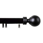 Rod Desyne Sphere 30 to 48-Inch Adjustable Single Traverse Curtain Rod Set in Black
