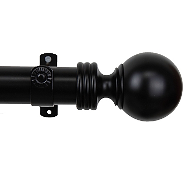 Rod Desyne Sphere 48 to 84-Inch Adjustable Single Curtain Set in Black. View a larger version of this product image.