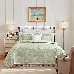 Laura Ashley® Brompton Reversible 3-Piece King Quilt Set in Serene Green