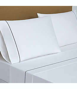 Set de sábanas king de algodón Everhome™ bordadas color blanco/azul