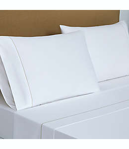 Set de sábanas king de algodón Everhome™ bordadas color blanco/peyote