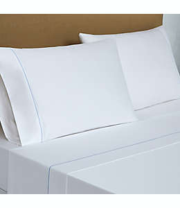 Set de sábanas king de algodón Everhome™ bordadas color blanco/cielo