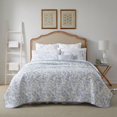Laura Ashley Amberley Blue Quilt Set - King
