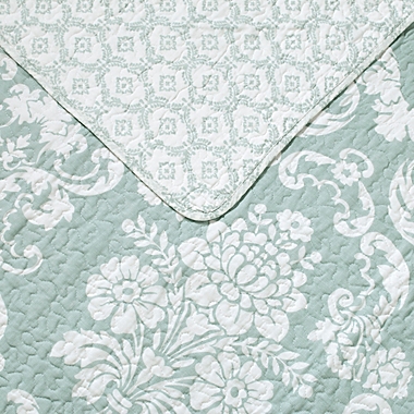 Laura Ashley&reg; Venetia Reversible 3-Piece Full/Queen Quilt Set in Blue. View a larger version of this product image.