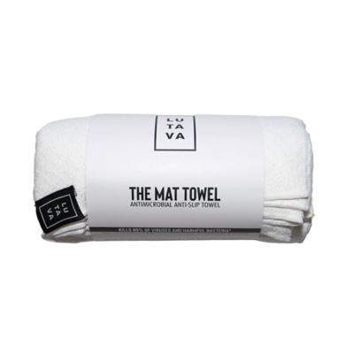 Lutava Antimicrobial + Non Slip Fitness Mat Towel in White