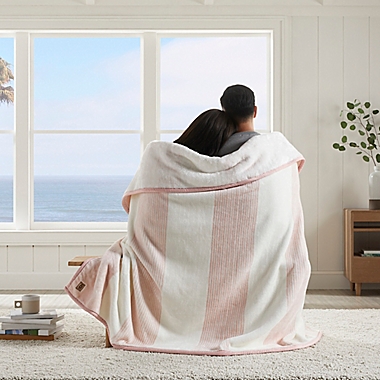 UGG&reg; Big Sur Oversized Throw Blanket in Rosewater Stripe. View a larger version of this product image.