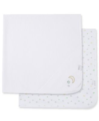 Little Me&reg; 2-Pack Stars Organic Cotton Receiving Blankets in White