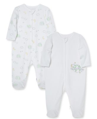 Little Me&reg; 2-Pack World Organic Cotton Footies in White