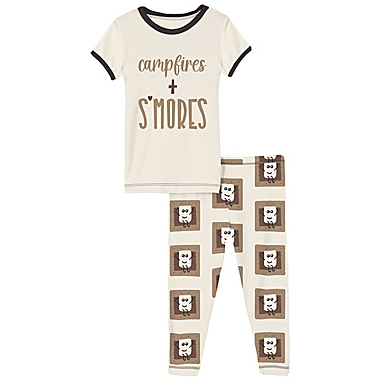 KicKee Pants&reg; Size 4T S&#39;mores Short Sleeve Pajama Set in White. View a larger version of this product image.