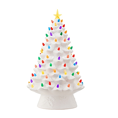 Mr. Christmas&reg; 18-Inch Nostalgic Pre-Lit LED Ceramic Christmas Tree in White. View a larger version of this product image.