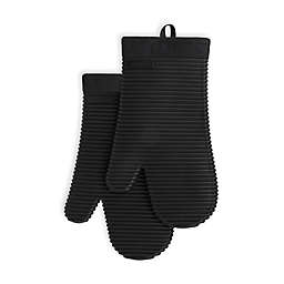 KitchenAid® Ribbed Silicone Oven Mitt in Black (Set of 2)